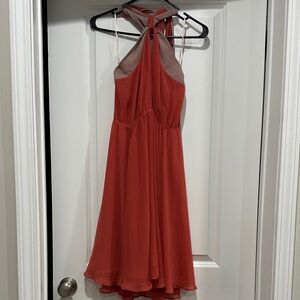 H&M Red and Pink Midi Dress
